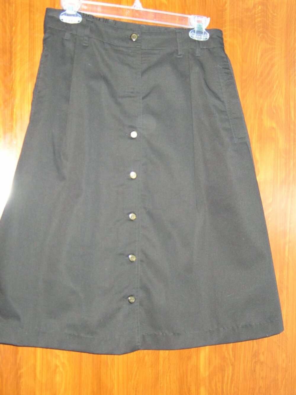 Architect Women's Black Skirt Button Front Elastic Back Size 10 25"L New G1